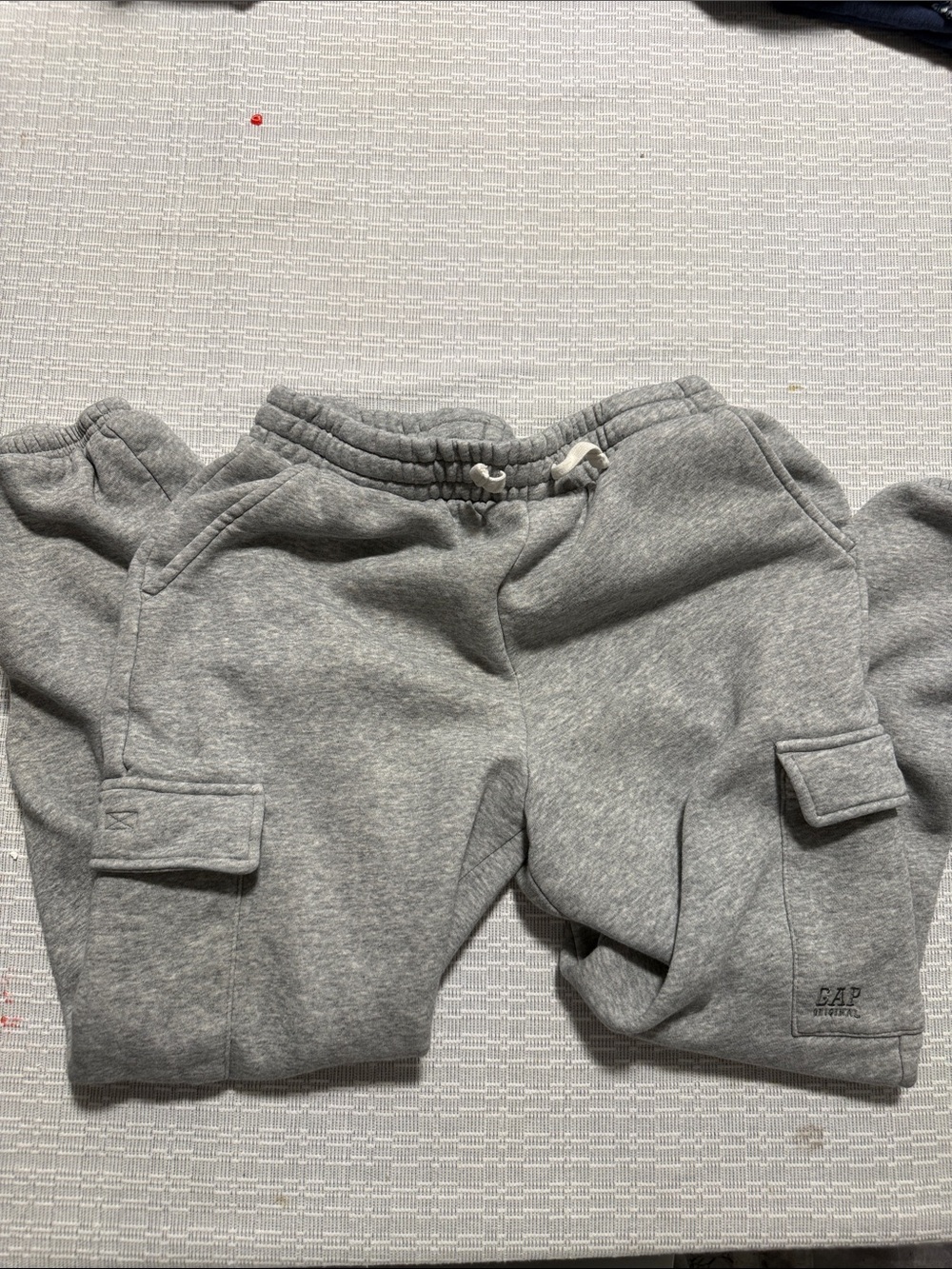 GAP Kids Light Gray Cargo Joggers with Drawstring